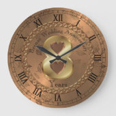 Elegant Bronze 8. Jubiläum Geschenkidee Große Wanduhr (Vorderseite)