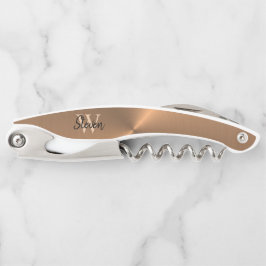 Elegant Bronze Metallic Monogram Name Kellnermesser