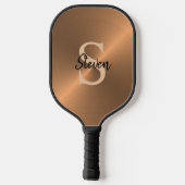 Elegant Bronze Metallic Monogram Name Mens Pickleball Schläger (Rückseite)