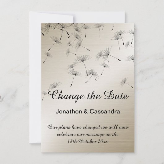 ELEGANT BRONZE & SCHWARZE DANDELION ÄNDERN DAS DAT (Vorderseite)