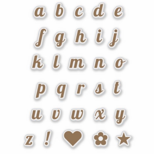 Elegant Bronze Script Letters Alphabet Initials Aufkleber (Vorderseite)