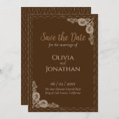 Elegant Bronze verziert Wedding Save the Date Einladung (Vorne/Hinten)