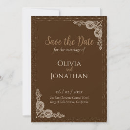 Elegant Bronze verziert Wedding Save the Date Einladung