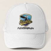 Elegant Brooklyn Shield and Swoosh Design Trucker Truckerkappe (Vorderseite)