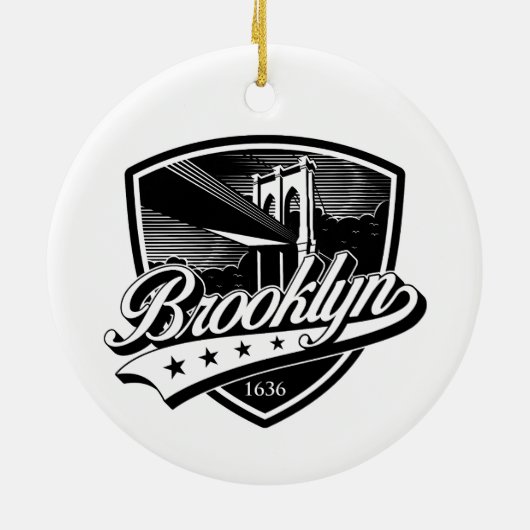 Elegant Brooklyn Shield und Swoosh Design Keramik Ornament (Hinten)