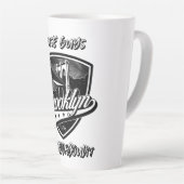 Elegant Brooklyn Swoosh Logo Design Milchtasse (Rechte Ecke)