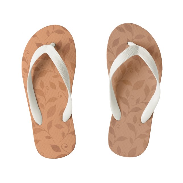 Elegant Brown Abstract Autumn Leaves Pattern Kinderbadesandalen (Fußbett)