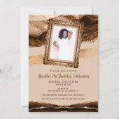 Elegant Brown Agate Foto Einladung (Vorderseite)