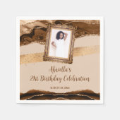 Elegant Brown Agate Foto Einladung Serviette (Vorderseite)