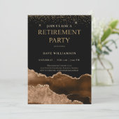 Elegant Brown Agate Gemstone Retirement Party Inv Einladung (Stehend Vorderseite)
