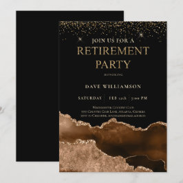 Elegant Brown Agate Gemstone Retirement Party Inv Einladung