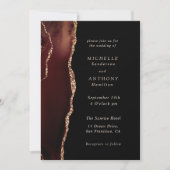 Elegant Brown Agate Gold Foto Wedding Einladung (Vorderseite)