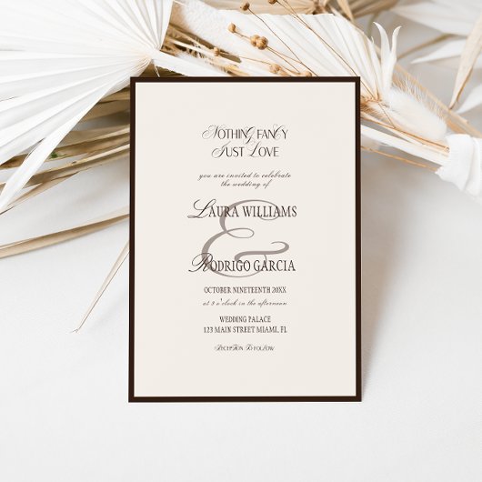 Elegant Brown And Beige Old Money Wedding Einladung
