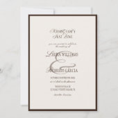 Elegant Brown And Beige Old Money Wedding Einladung (Vorderseite)