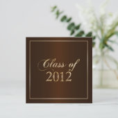 Elegant Brown and Gold Class of 2012 Einladung (Stehend Vorderseite)