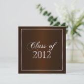 Elegant Brown and Silver Class of 2012 Einladung (Stehend Vorderseite)