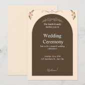 Elegant Brown Arch Floral Wedding Invitation | Min Einladung (Vorne/Hinten)