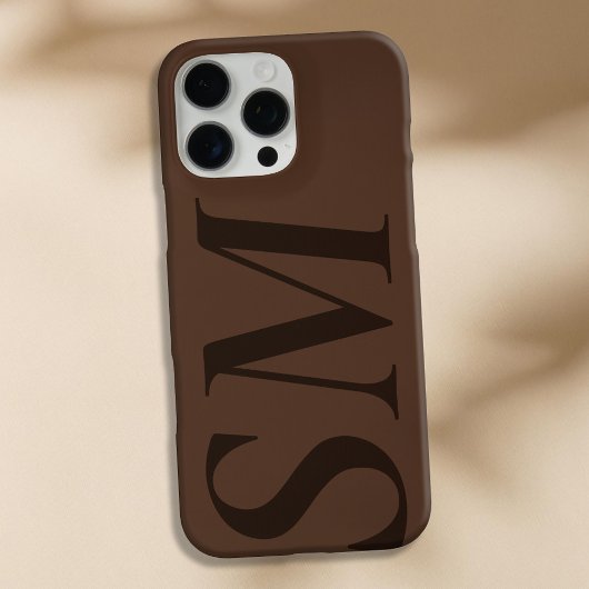 Elegant Brown Bold Initial Monogram Case-Mate iPhone Hülle