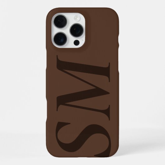 Elegant Brown Bold Initial Monogram iPhone Hülle (Rückseite)