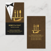 Elegant Brown Butler Tuxedo Serving Plate Cutlery Visitenkarte (Vorne/Hinten)