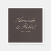 Elegant Brown Calligraphy Wedding Serviette (Vorderseite)