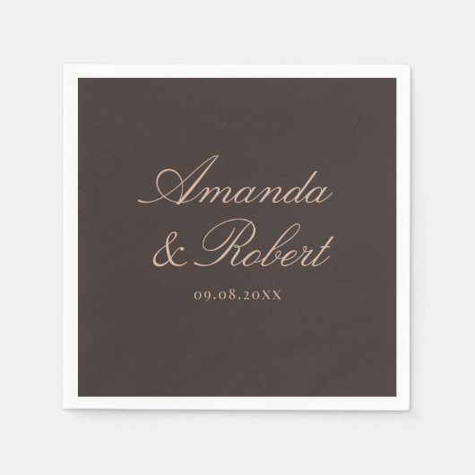 Elegant Brown Calligraphy Wedding Serviette (Vorderseite)