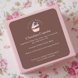 Elegant Brown Chocolate Cupcake Bakery Ingredient Quadratischer Aufkleber