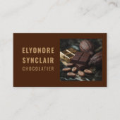 Elegant Brown Chocolatier Photo Social QR Code  Visitenkarte (Vorderseite)