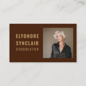 Elegant Brown Chocolatier Photo Social QR Code  Visitenkarte (Vorderseite)