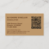 Elegant Brown Chocolatier Social Icon QR Code  Visitenkarte (Rückseite)