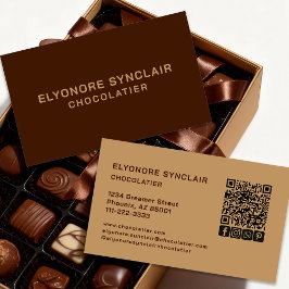 Elegant Brown Chocolatier Social Icon QR Code  Visitenkarte