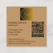 Elegant Brown Chocolatier Social Logo QR Code  Quadratische Visitenkarte (Rückseite)