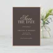 Elegant Brown Classic Old Money Wedding Save The Date (Stehend Vorderseite)