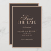 Elegant Brown Classic Old Money Wedding Save The Date (Vorne/Hinten)
