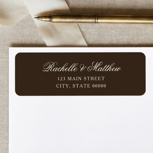 Elegant Brown Classic Wedding Return Address Label