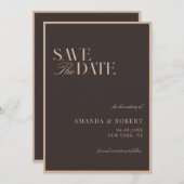 Elegant Brown Classy Old Money Wedding Save The Date (Vorne/Hinten)