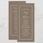 Elegant Brown Cream Script Wedding Program Programm (Vorne/Hinten)