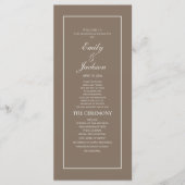Elegant Brown Cream Script Wedding Program Programm (Vorderseite)