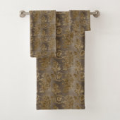 Elegant Brown Damask Hübsches Bad Badhandtuch Set (Insitu)
