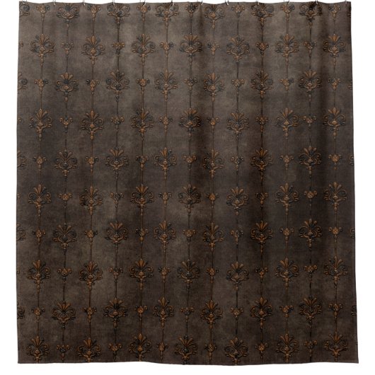 Elegant Brown Damasks Duschvorhang (Vorderseite)