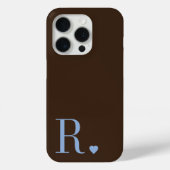 Elegant brown &dusty blue monogram initial Case-Mate iPhone hülle (Rückseite)