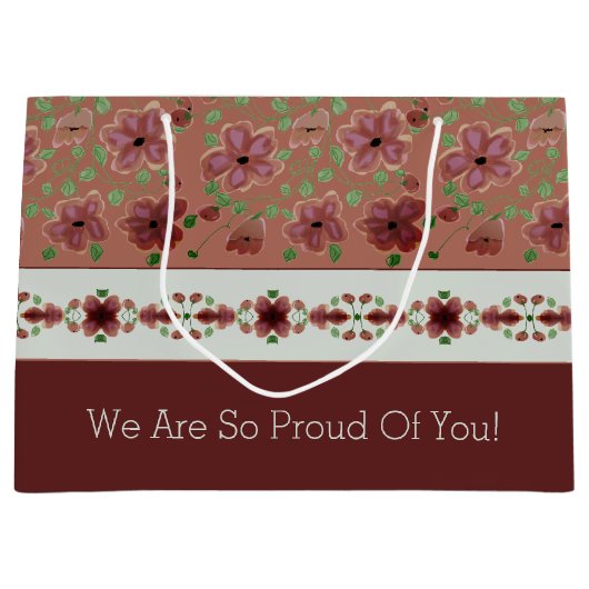 Elegant Brown Floral Große Geschenktüte (Vorderseite)