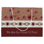 Elegant Brown Floral Große Geschenktüte (Rückseite)
