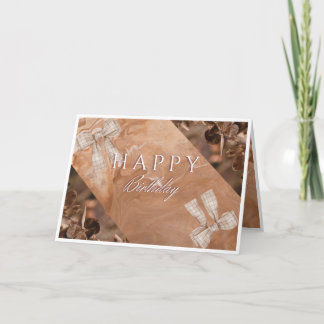 Elegant Brown Floral Happy Birthday Card Dankeskarte