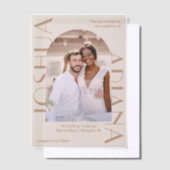 Elegant Brown Foto Arch Wedding Pergament Einladungen (Versetzt)