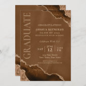 Elegant Brown Gold Agate Graduation Party Einladung (Vorne/Hinten)