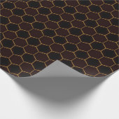 Elegant Brown Gold Honeycomb Hexagon Muster Manly Geschenkpapier (Ecke)