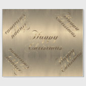 Elegant Brown Gold Script Fappy Weihnachten Geschenkpapier (Flach)