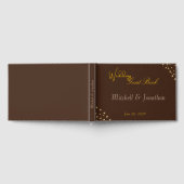 Elegant Brown & Gold String Lights Wedding  Gästebuch (Voll)