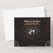 Elegant Brown Gothic Wedding Skeletts All In One Einladung (Rückseite)